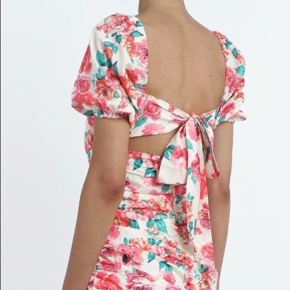 Ruched floral mini dress showpo - Picture 2 of 3